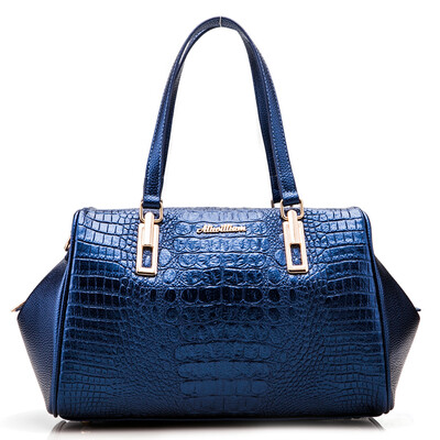 

European and American fashion crocodile handbag shoulder bag women leather handbag tote bag ladies messenger bag black big bag