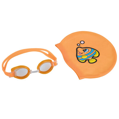 

Bestway Junior Swimming Set Swimming Mirror Cartoon Silicone Swim Cap Suitable for children aged 3-6 26026 Orange