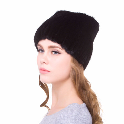 

natural mink fur hand-woven womens winter hat fur cap stretch shirt personality design 2018 new discount urban women love