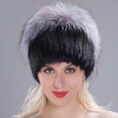

Winter womens hat real mink fur hat mink fox fur plated caps woman russian new womens fur hat