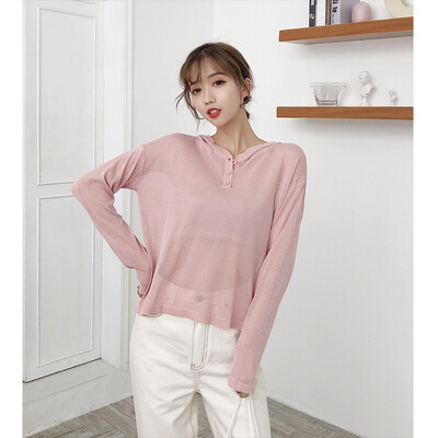 

women hoodie knitted sweater autumn Korean thin&casual top sweater