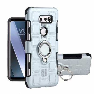 

SHS Phone Case For LG V30Q8H970 Luxury Armor Ring Bracket Silicon TPU Lattice texture Protection