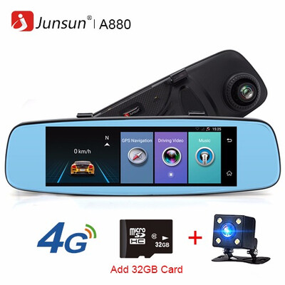 

Junsun A880 4G ADAS Car DVR Camera Video recorder mirror 786" Android 51 with two cameras dash cam Registrar black box 16GB