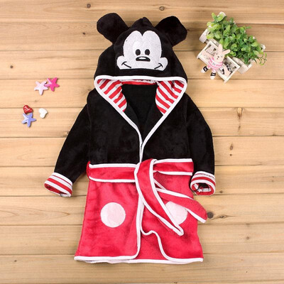 

Baby Boys Robe For Girls 2018 Childrens bathrobe Minnie Mickey Soft Velvet Robe Pajamas Coral Baby Kids Warm Clothes 2-6Y