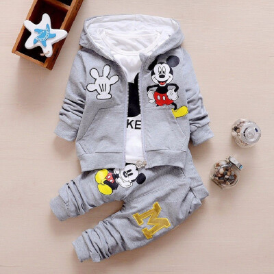 

New Children Girls Boys Fashion Clothing Sets Autumn Winter 3 Piece Suit Hooded Coat Clothes Baby Cotton Brand Tracksuits