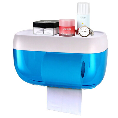 

Dream Garden Bathroom Shelf Toilet Paper Holder No trace stickers Free Punch Tissue Box Holder 1 Blue 1283