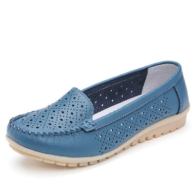 

2018 Spring women flats shoes women genuine leather shoes woman cutout loafers slip on ballet flats ballerines flats