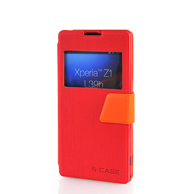 

MOONCASE View Window Leather Side Flip Pouch Ultra Slim Shell Back ЧЕХОЛ ДЛЯ Sony Xperia Z1 L39h Red