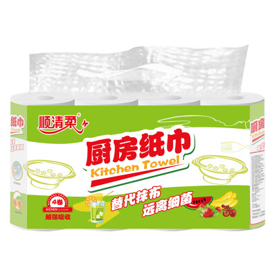 

Shunqing soft kitchen with paper towel embossed drum kitchen paper 2 layer * 4 rolls