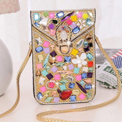 

Luxury flash diamond female messenger bag mini phone bag shoulder bag famour brand designer bags handbags clutch bag