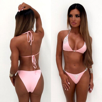 

Sexy Lady Crystal Bikini Set Push-Up Padded Swimwear Swimsuit Bathing Beachwear