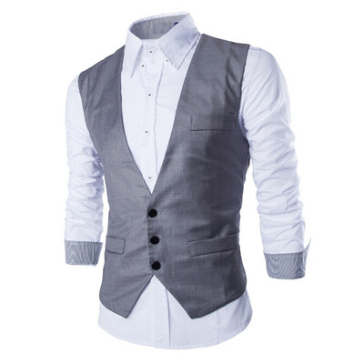 

Zogaa Mens Vest Korean Simple Single-breasted Slim