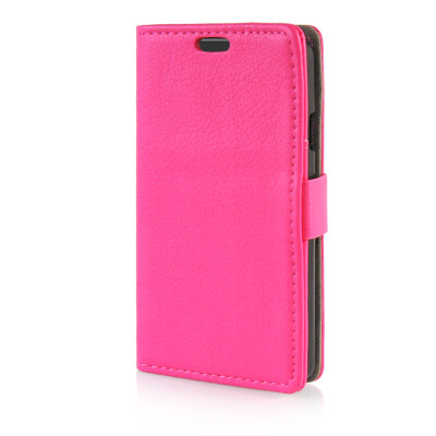 

MOONCASE Litch Skin Leather Side Flip Card Slot Pouch Stand Shell Back ЧЕХОЛ ДЛЯ LG Tribute / LG Optimus F60 Hot pink