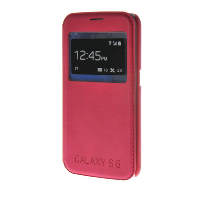 

MOONCASE Slim Hard board Leather Side Flip Wallet Stand Pouch ЧЕХОЛ ДЛЯ Samsung Galaxy S6 Hot pink