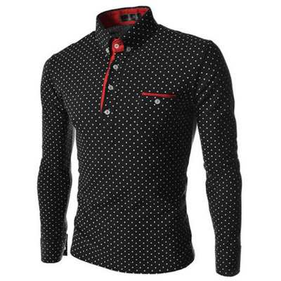 

Zogaa New Men's POLO Shirt Fashion Slim Dot Long Sleeve