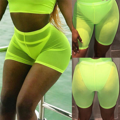 

Womens Fishnet Mesh See Through Slim Fit Short Leggings Cycling Short Hot Pants