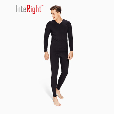 

INTERIGHT Qiuyi Qiuku 50S long-staple cotton spandex comfortable warm male V-neck suit ingenuity to create Jingshu cotton craft gray