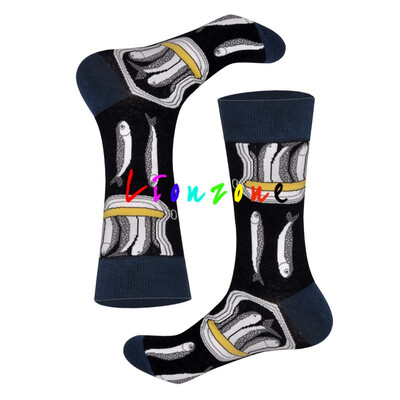 

LIONZONE New Arrived Happy Socks With Saury Lobster skeleton Disenador StreetWear Calcetines Casual Crew Socks Funny Gift