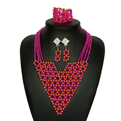 

Red Skirt Bridal Wedding Necklace African Beaded Jewelry Nigerian Women Clothing Jewelry Set African Beads Jewelry Sets