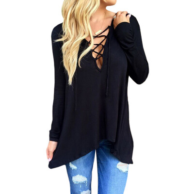 

CT&HF Women Leisure Fashion Cotton T-Shirt Irregular Design Pure Color Round Collar T-Shirt Korea Contracted Personality Tops
