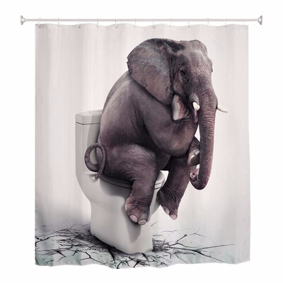 

180 x 180cm Elephant Thinkers Digital Printed Polyester Bathroom Shower Curtain with 12 Hooks