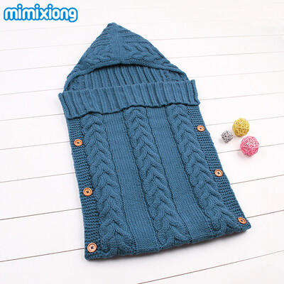 

Sleeping Bag Baby Winter Warm Envelopes For Newborns Unisex Hooded Sleep Sack Acrylic Knitting Infant Wrap Swaddle Blankets Fall