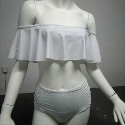 

Swimsuit Sexy Big Lotus Leaf Solid Bikini One Shoulder Womens Swimsuits High Waist Beach Bathing Suit