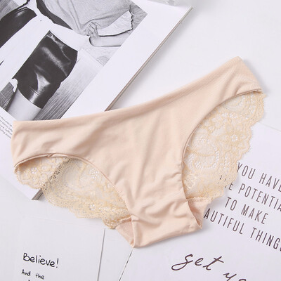 

Hot sale womens sexy lace panties seamless Ice silk breathable panty Hollow briefs for women traceless girls underwear