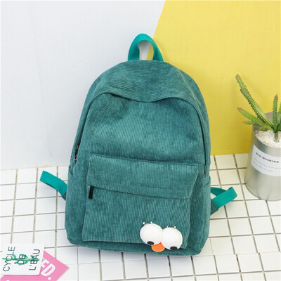 

New Style Corduroy Retro Backpack for College Girl Leisure Students Winter Travel Backpack