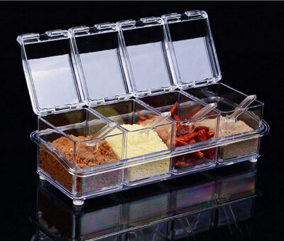 

Strong sealed waterproof&moistureproof crystal four plus one spoon seasoning box