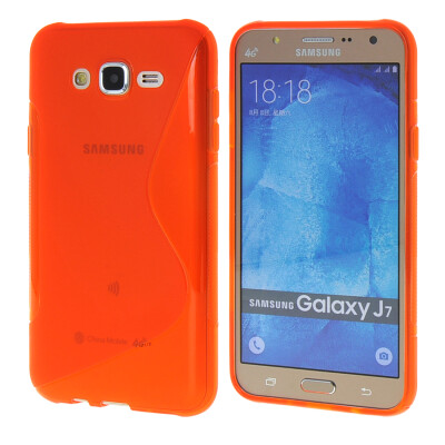 

MOONCASE Galsxy J7 Case  - Line Flexible Durable Silicone Gel TPU Skin Slim Case Cover for Samsung Galsxy J7 Red