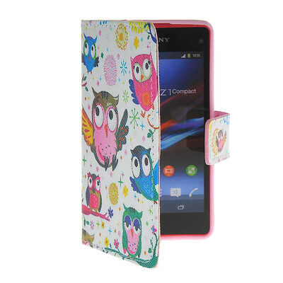 

MOONCASE Pattern Style Leather Side Flip Wallet Card Slot Pouch Stand Shell Back ЧЕХОЛ ДЛЯ Sony Xperia Z1 Compact (Mini)