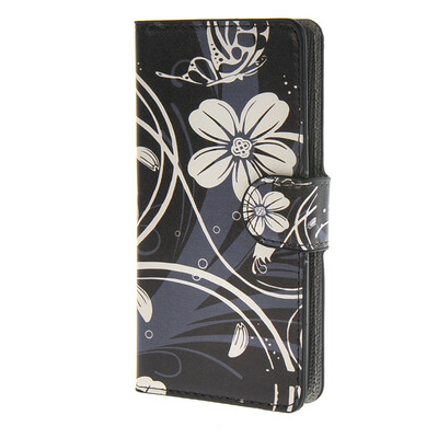 

MOONCASE Flower style Leather Side Flip Wallet Card Slot Stand Pouch Case Cover for LG Optimus C70 H440 / a10