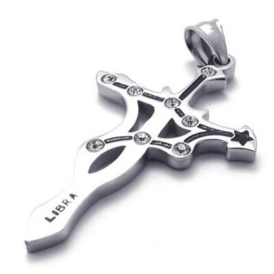 

Hpolw Mens&Womens Stainless Steel 316L Sterling Silver Cross Pendant Crystal Necklace,18-26 inch Chain