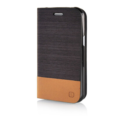 

MOONCASE Canvas Design Leather Side Flip Wallet Pouch Stand Shell Back ЧЕХОЛ ДЛЯ Samsung Galaxy J1 Coffee