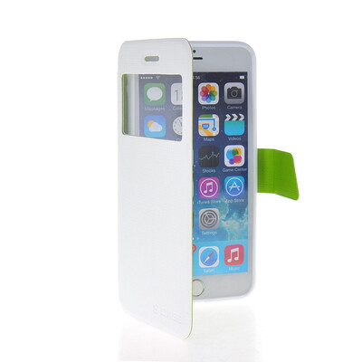 

MOONCASE View Window Leather Side Flip Stand Pouch Soft Back Shell Case Cover For Apple iPhone 6 ( 4.7 inch ) White