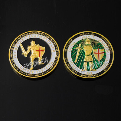 

3pcs different styles God gives defensive armor commemorative coins high relief challenge gold plated token collection