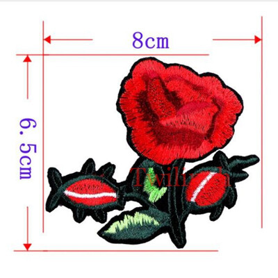 

1 Piece Plum Blossom Flower Patches Iron on 3D Embroidered Patch Red Rose Applique Sew On DIY Repair Accessories Clothes Patches