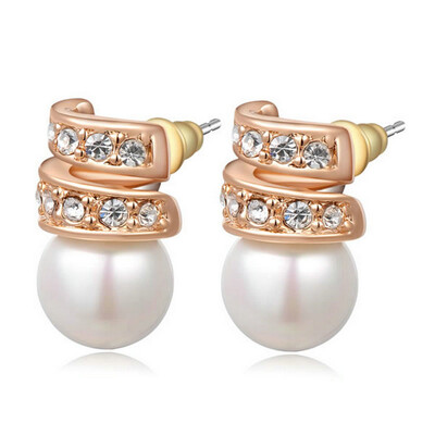 

Yoursfs® 18K Rose Gold Plated Crystal Pearl Earring Women Fashion Ear Pin Jewelry