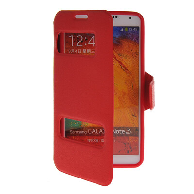 

MOONCASE View Window Leather Side Flip Pouch Stand Shell Back ЧЕХОЛ ДЛЯ Samsung Galaxy Note 3 N9000 Red