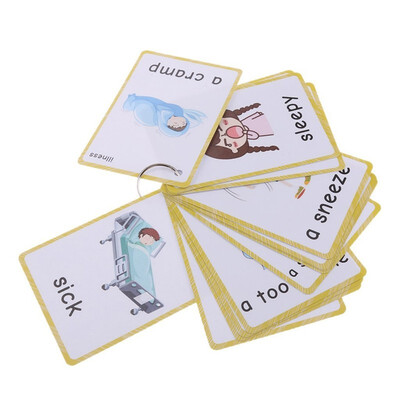 

14-Illness & Disease Flash Cards-English word learning card&pocket size flash card for Preschool children-English Vocabulary Cards