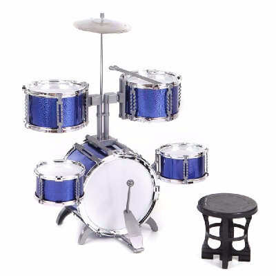 

Compact Size Drum Set Children Kids Musical Instrument Toy 5 Drums with Small Cymbal Stool Drum Sticks for Boys Girls