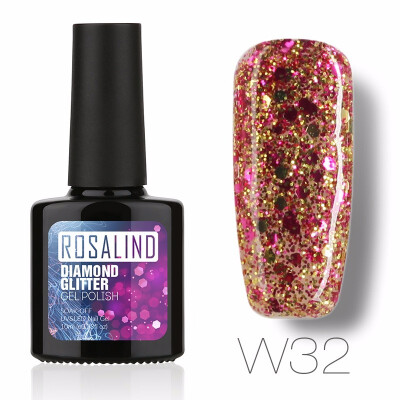 

ROSALIND Gel 1S PBlack Bottle 10ML Diamond Glitter W01-29 Gel Nail Polish Semi Permanent Nail Art UV&LED Soak-Off gel lacquer