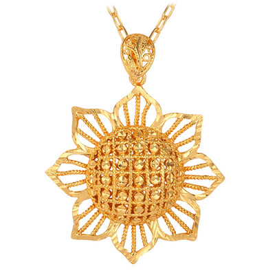 

Big Flower Pendant New 18K Real Gold Plated Fashion Jewelry With 22" Chain Exquisite Plant Pendant Necklace For Women