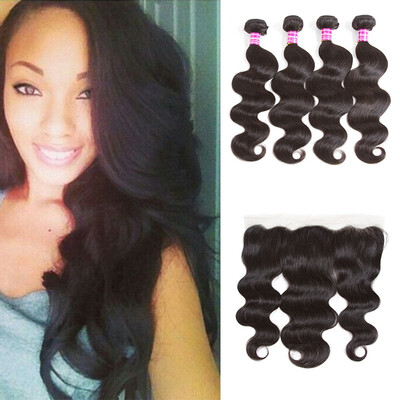 

Unprocessed Malaysian Virgin Human Hair Body Wave Bundles With Free Part Frontal Wholesale Cheap Vrigin Hair Bundles with Frontal