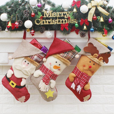 

3pcsset Christmas Hanging Stockings Santa Snowman Reindeer Gift Candy Bags Christmas Decoartions Ornaments