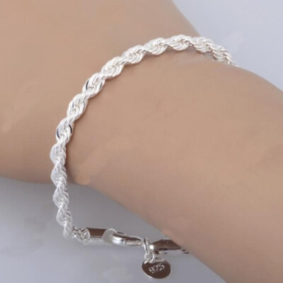 

Silver Plated Twist-linked Bracelet Chain Cuff Bangle Lady Party Jewelry