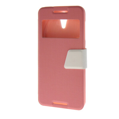 

MOONCASE View window Leather Wallet Flip Stand Pouch Case Cover for HTC Desire 620 Pink