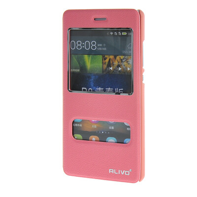 

MOONCASE Huawei Ascend P8 Lite чехол Double Window View Leather Flip Bracket Back чехол Cover Pink