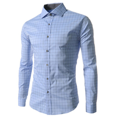 

Zogaa New Men's Shirt Fashion Printing Grid Long Sleeve